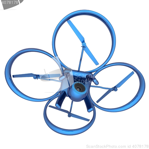 Image of Drone, quadrocopter, with photo camera flying. 3d render