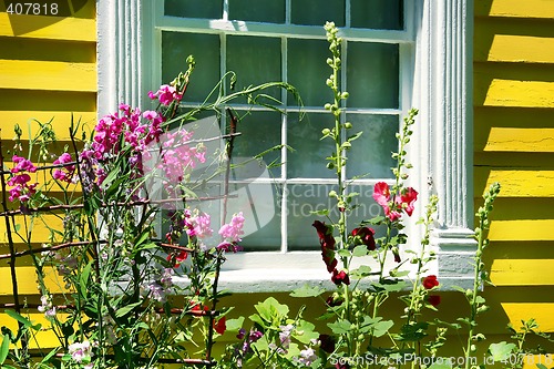 Image of Old cottage with summer garden