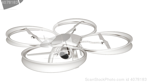 Image of Drone, quadrocopter, with photo camera flying. 3d render