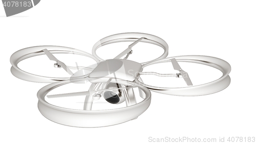 Image of Drone, quadrocopter, with photo camera flying. 3d render