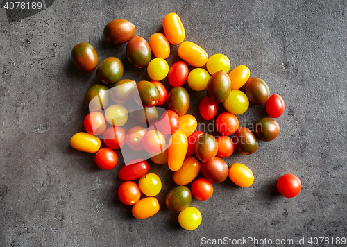 Image of various small colorful tomatoes