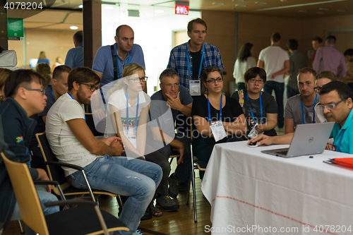 Image of Participants learning new ultrasound techniques on medical congress.