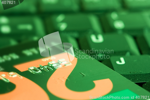 Image of business online shopping credit card on a keyboard ready to buy in internet