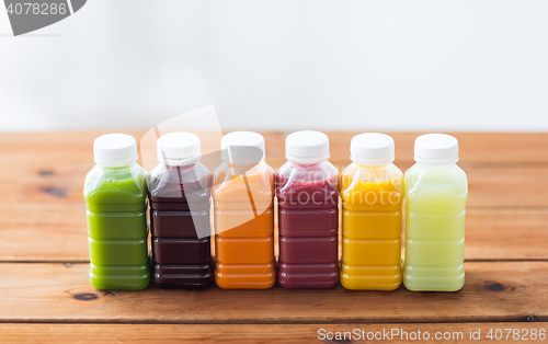 Image of bottles with different fruit or vegetable juices