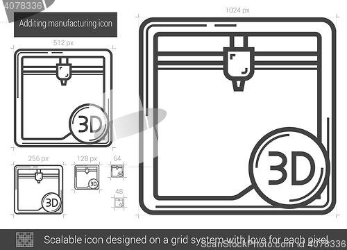 Image of Additing manufacturing line icon.