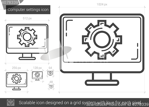 Image of Computer settings line icon.