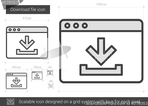 Image of Download file line icon.