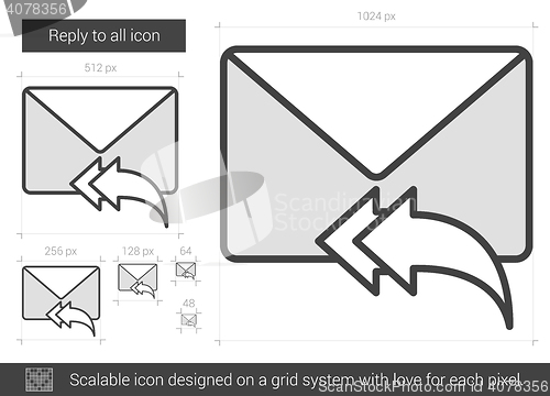 Image of Reply to all line icon.