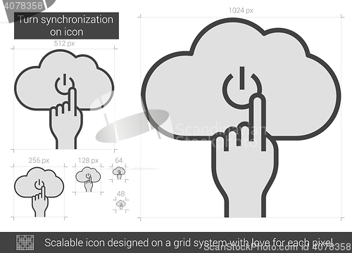 Image of Turn synchronization on line icon.