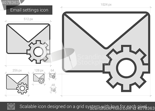 Image of Email settings line icon.