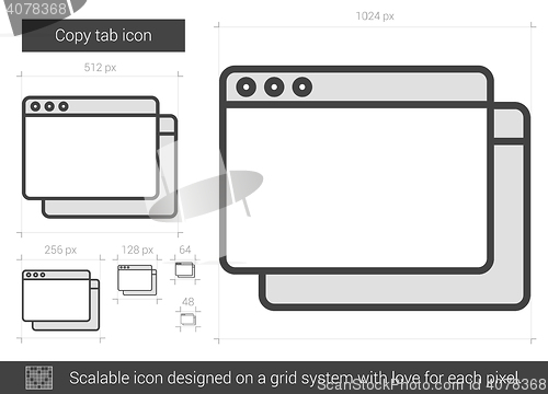 Image of Copy tab line icon.