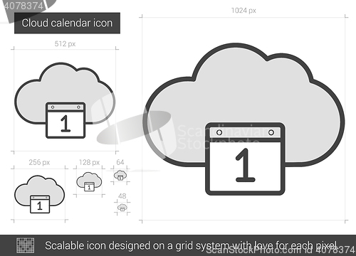 Image of Cloud calendar line icon.