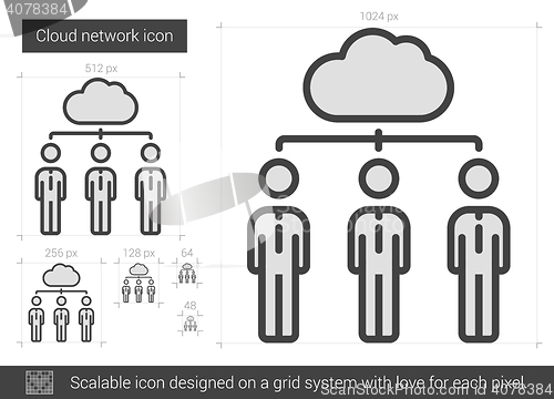 Image of Cloud network line icon.