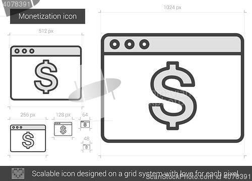 Image of Monetization line icon.