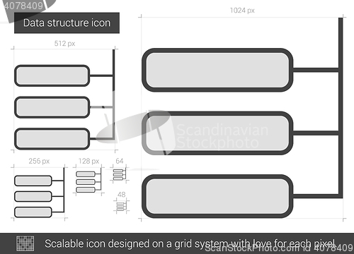 Image of Data structure line icon.