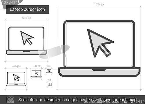 Image of Laptop cursor line icon.