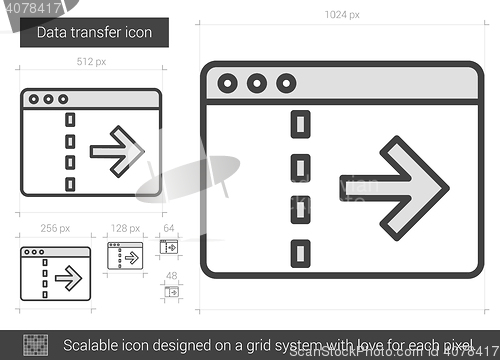 Image of Data transfer line icon.