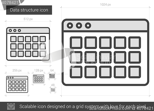 Image of Data structure line icon.
