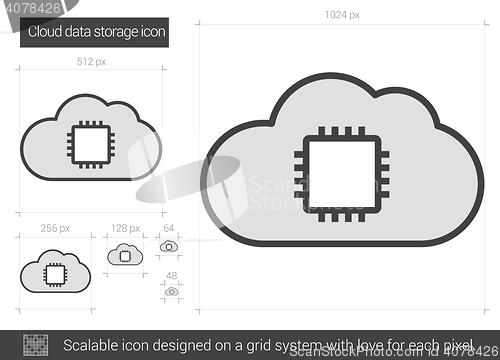 Image of Cloud data storage line icon.