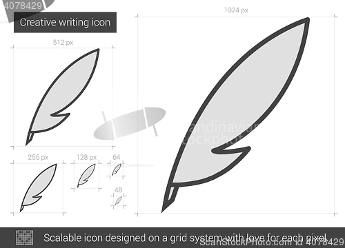 Image of Creative writing line icon.