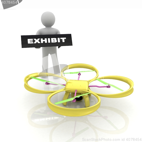 Image of Drone, quadrocopter, with photo camera at the technical exhibiti