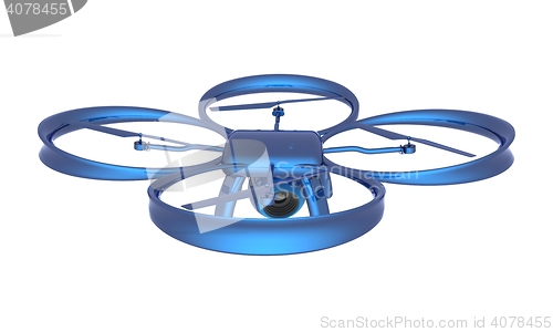 Image of Drone, quadrocopter, with photo camera flying. 3d render
