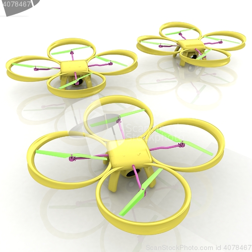 Image of Drone, quadrocopter, with photo camera. 3d render