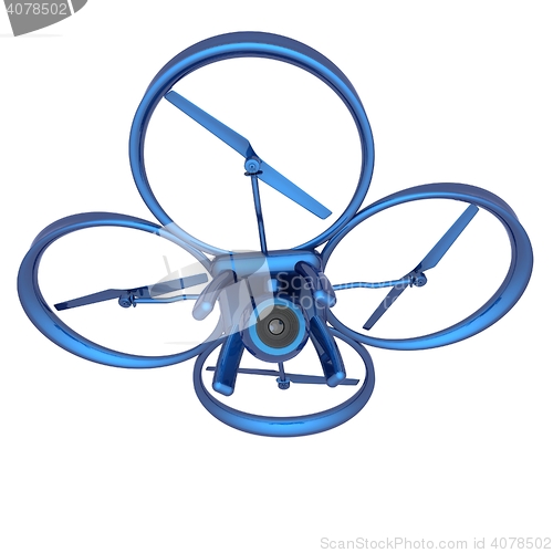 Image of Drone, quadrocopter, with photo camera flying. 3d render