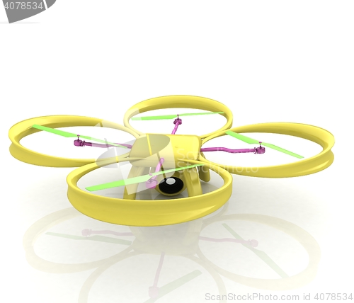 Image of Drone, quadrocopter, with photo camera. 3d render