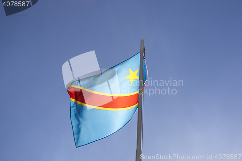 Image of National flag of Congo on a flagpole