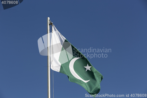 Image of National flag of Pakistan on a flagpole