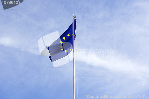 Image of Flag of European Union on a flagpole