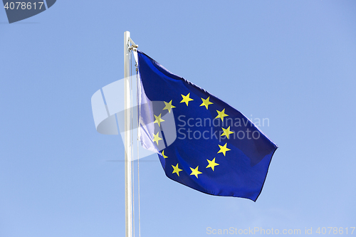 Image of Flag of European Union on a flagpole