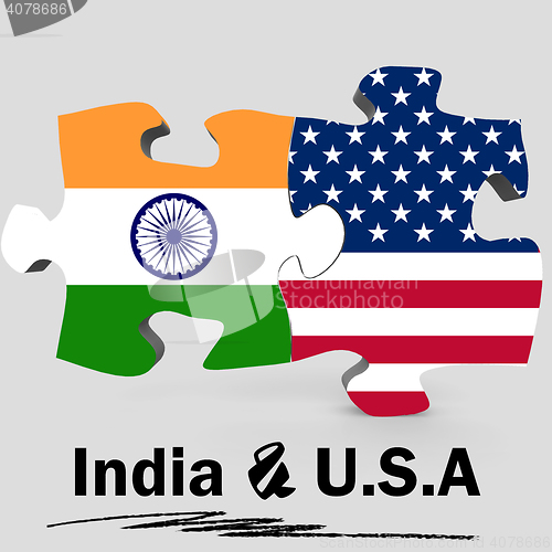Image of USA and India flags in puzzle 