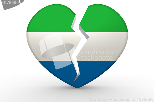 Image of Broken white heart shape with Sierra Leone flag