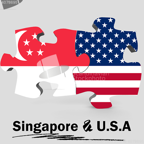 Image of USA and Singapore flags in puzzle 