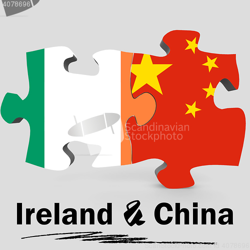 Image of China and Ireland flags in puzzle 