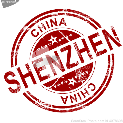 Image of Red 	Shenzhen stamp 