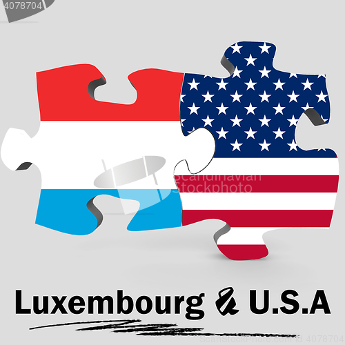 Image of USA and Luxembourg flags in puzzle 