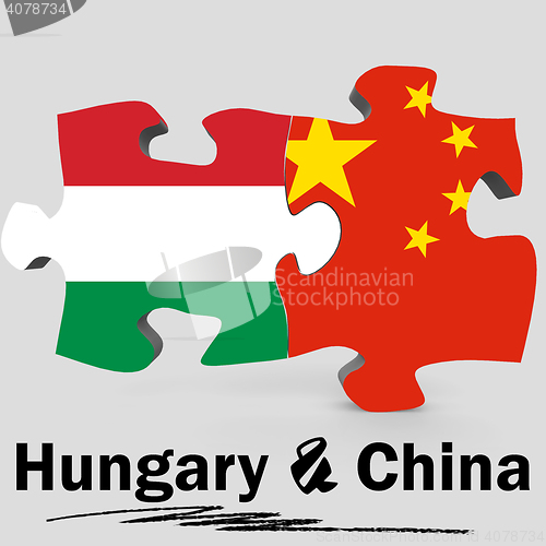 Image of China and Hungary flags in puzzle 