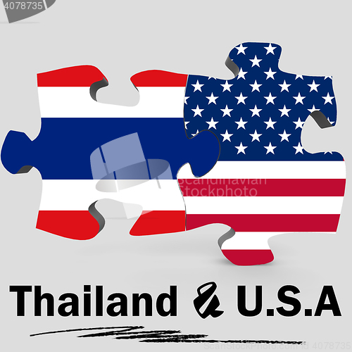Image of USA and Thailand flags in puzzle 