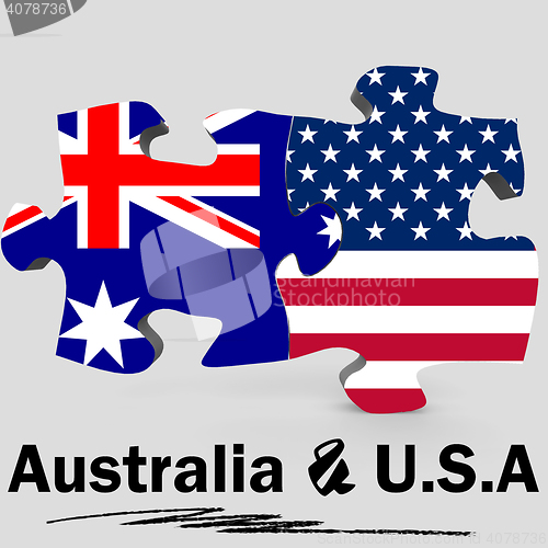 Image of USA and Australia flags in puzzle 