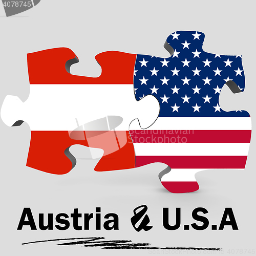 Image of USA and Austria flags in puzzle 