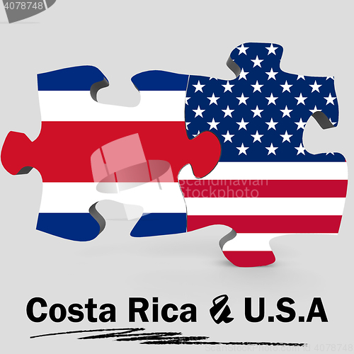 Image of USA and Costa Rica flags in puzzle 