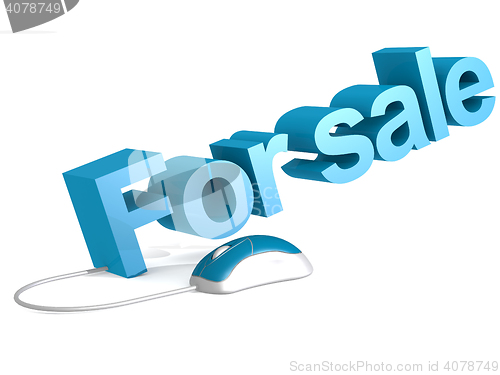 Image of For sale word with blue mouse