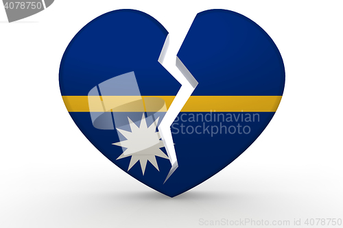 Image of Broken white heart shape with Nauru flag