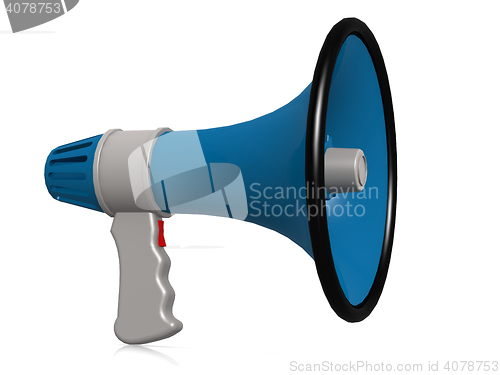 Image of Blue megaphone isolated on white