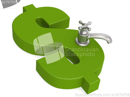 Image of Green dollar sign with water faucet