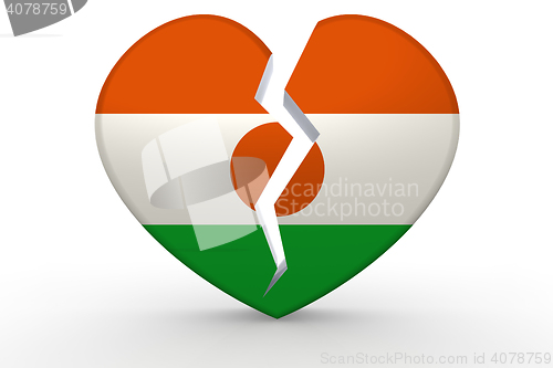 Image of Broken white heart shape with Niger flag