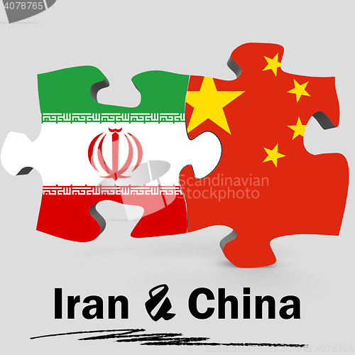 Image of China and Iran flags in puzzle 